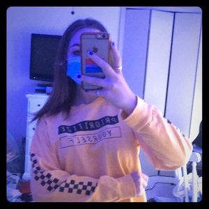 Yellow Long Sleeve Shirt With Black Wording